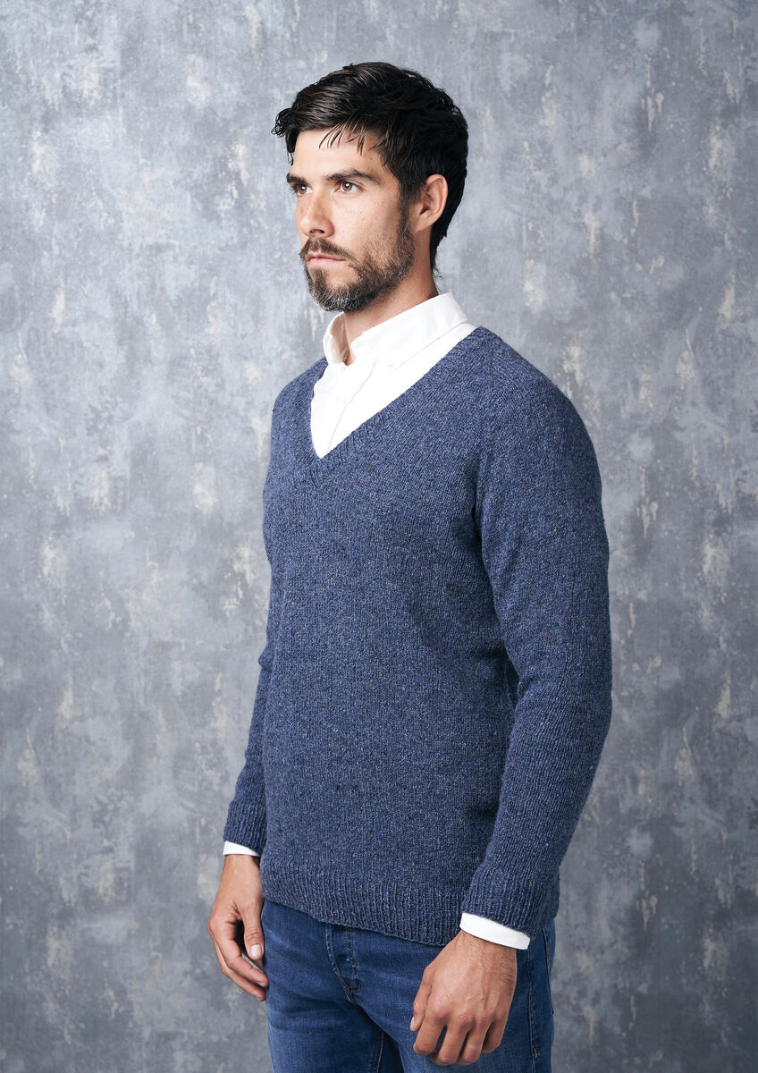 Men`s V-Neck Knitted Pullover R-710M-0