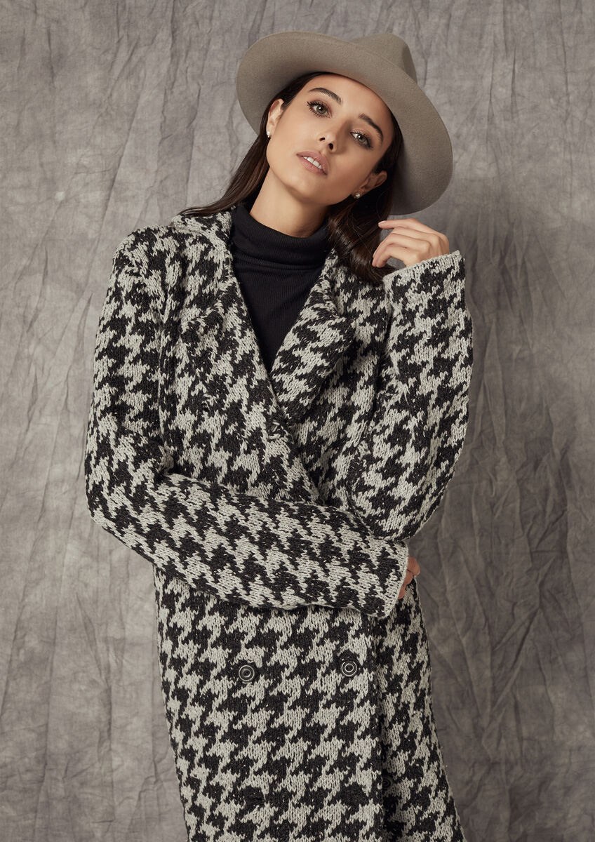 Houndstooth hotsell coat womens