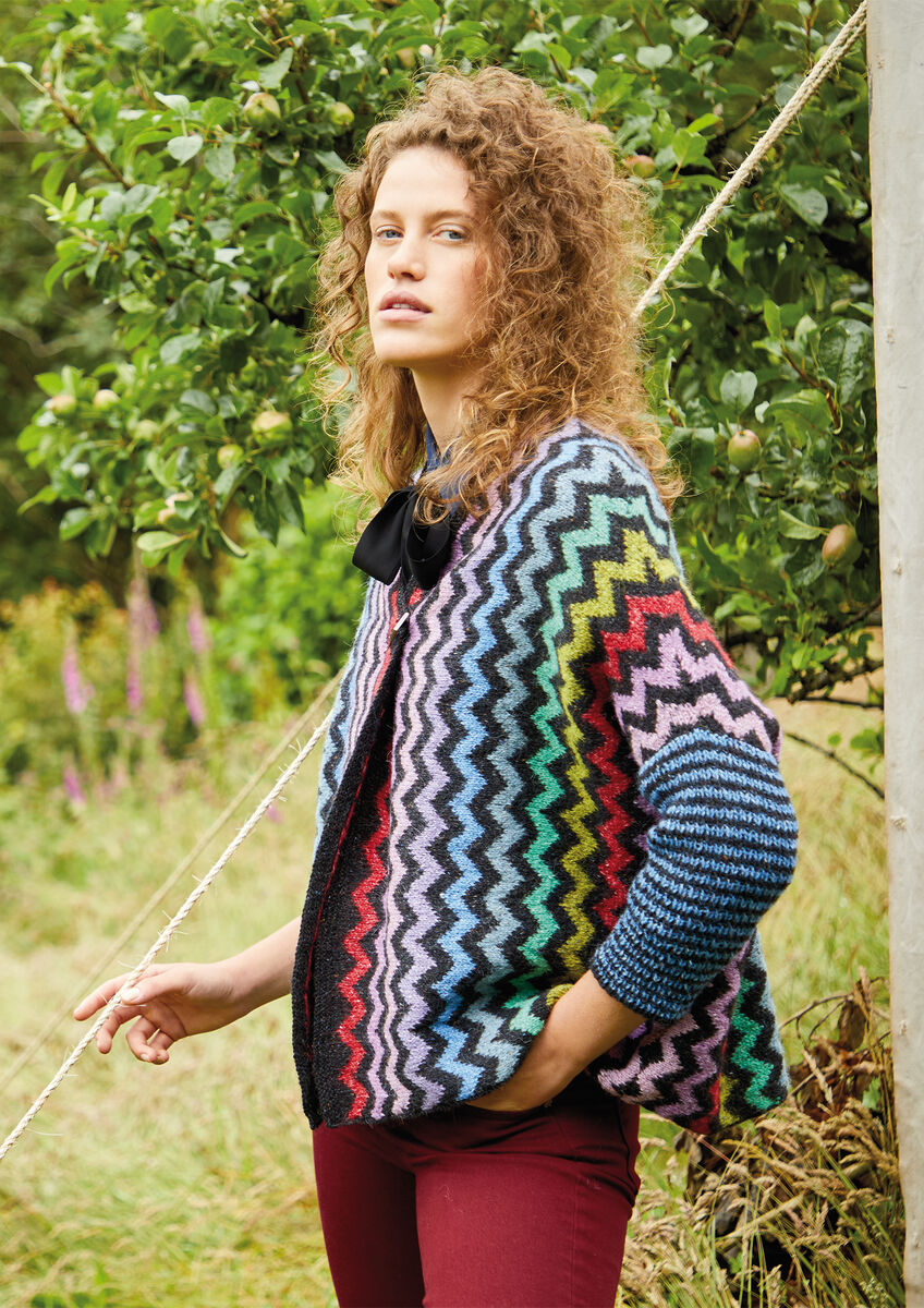 Black Multicolour Zig Zag Jacket | Women's Knitting Pattern | Rowan